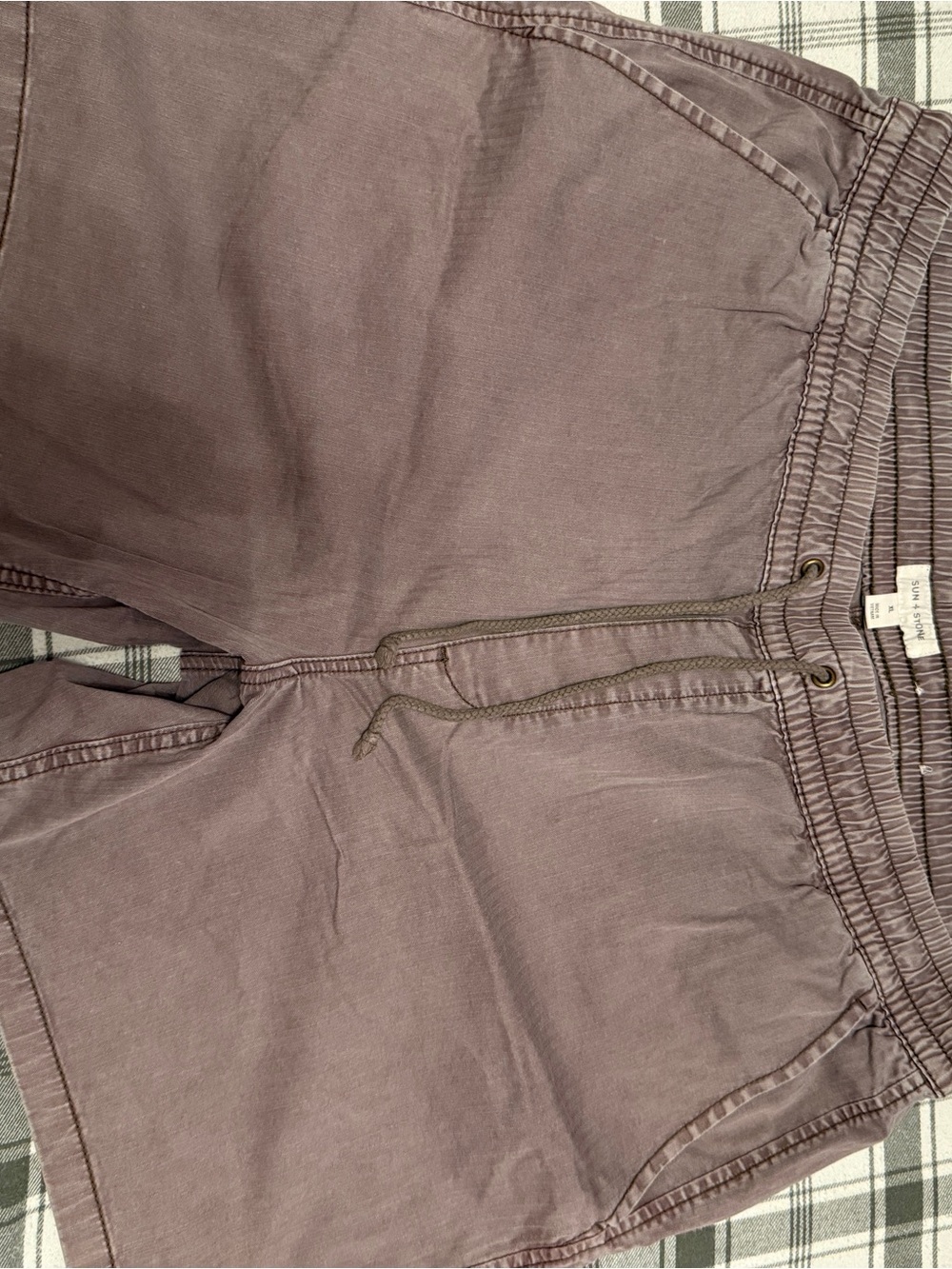 Sun + Stone Relaxed Drawstring Shorts in Mauve-Grey